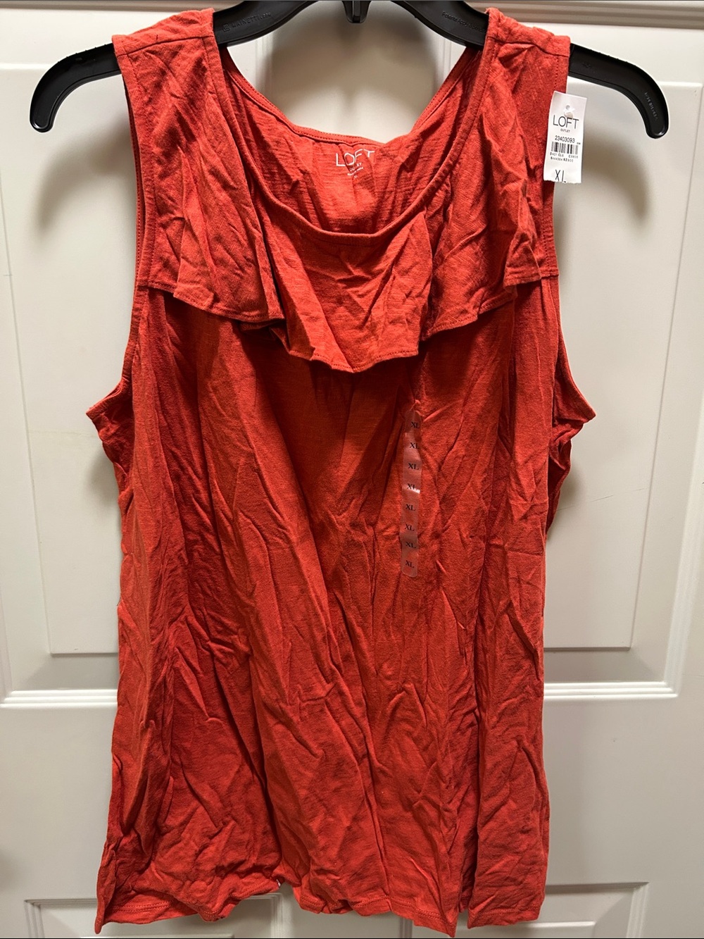 LOFT Burnt Red Ruffle-Neck Sleeveless Tank Top